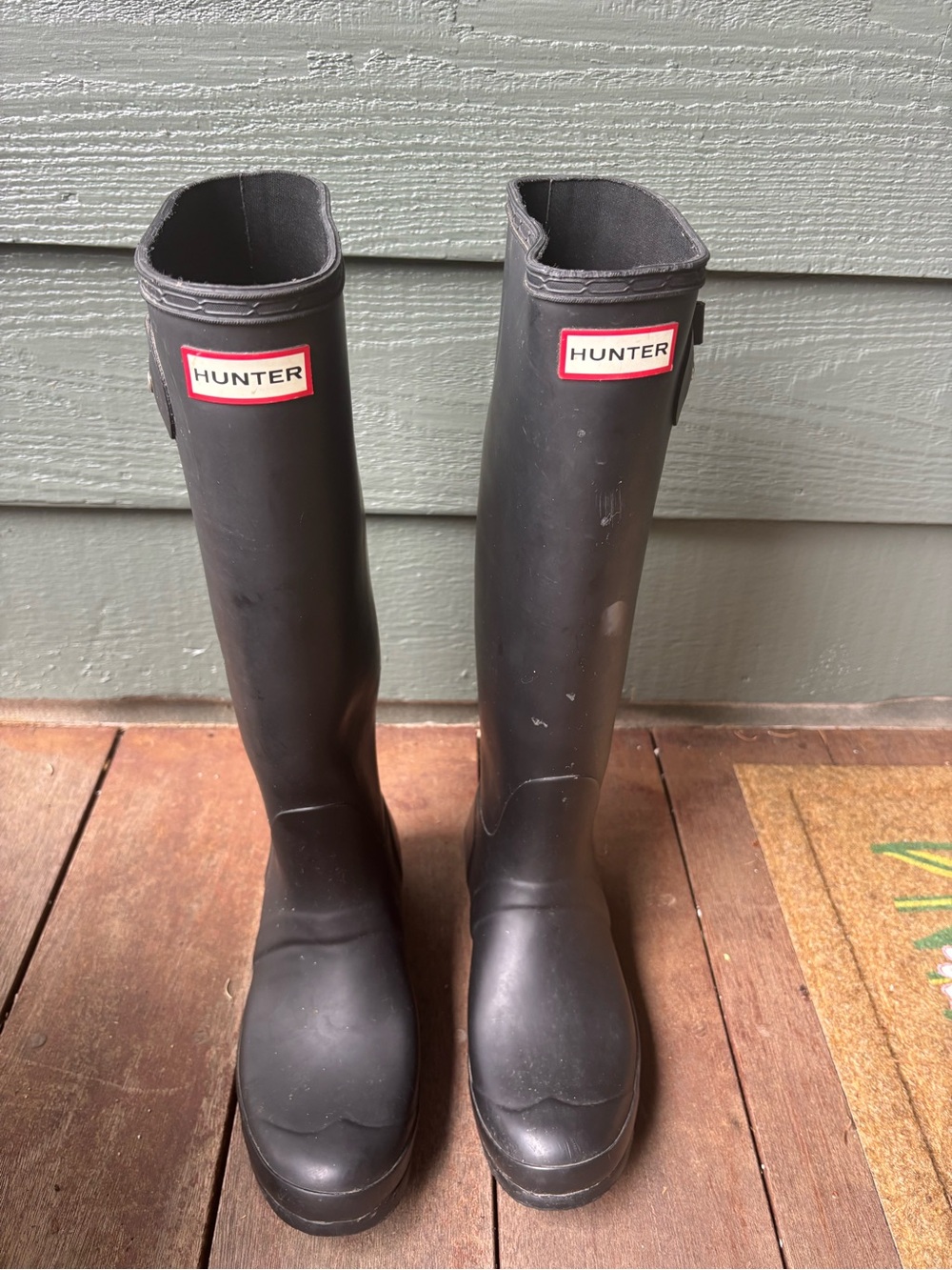 Hunter Original Tall Matte Rain Boots Black - VGUC